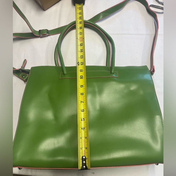 LODIS Tote Computer Shoulder Bag Structured Green & Pink 16”x12”x4”Travel Bag - Picture 9 of 16